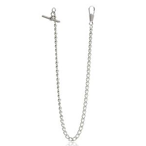 Men's Stainless Steel T Bar Curb Pocket Vest Chain
